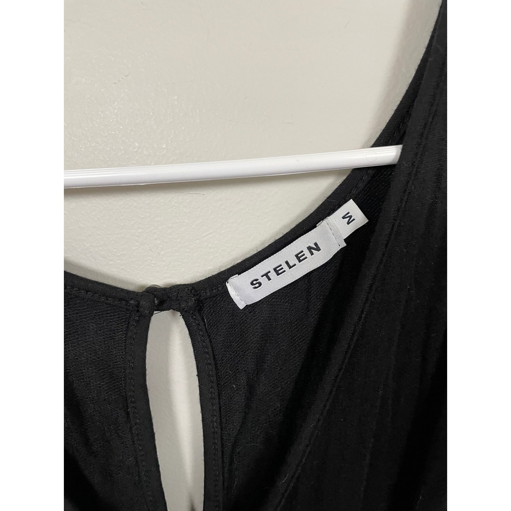 Stelen Black Tie Waist Sleeveless Jumpsuit Size Medium Minimalist Casual Comfort - Picture 8 of 9